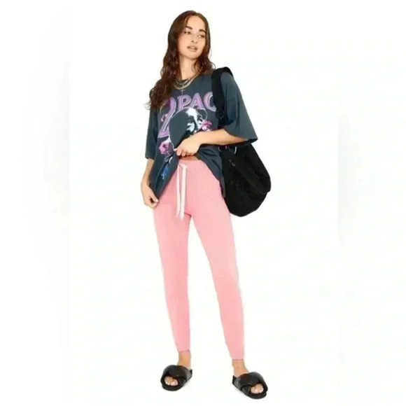 NWT MOTHER Denim The Blissful Ankle Joggers Sweatpants ROSE OF SHARON Pink XL - Picture 4 of 9